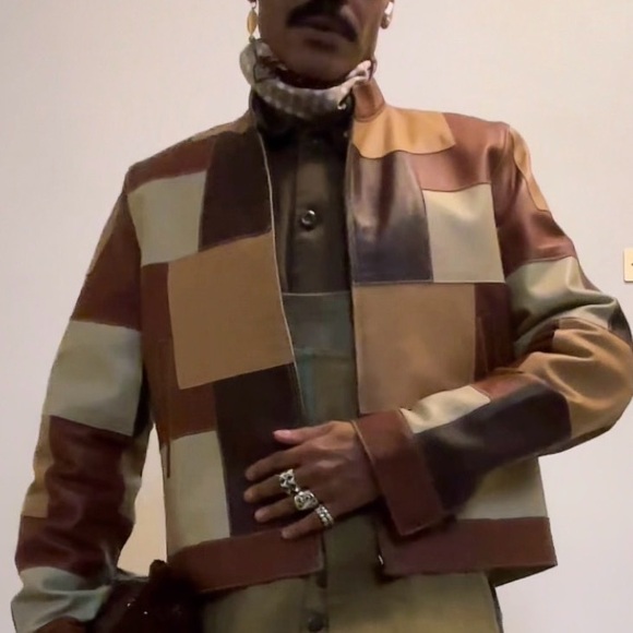 Patchwork Leather Jacket - Picture 3 of 13